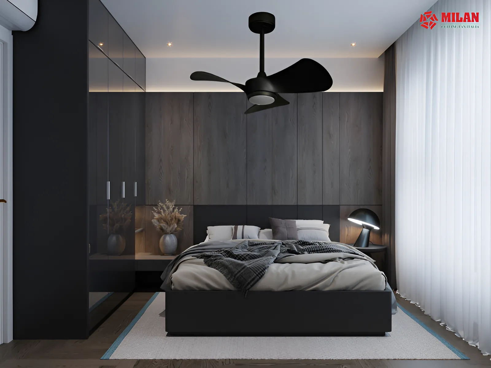 Quạt trần FY526 trong phòng ngủ.